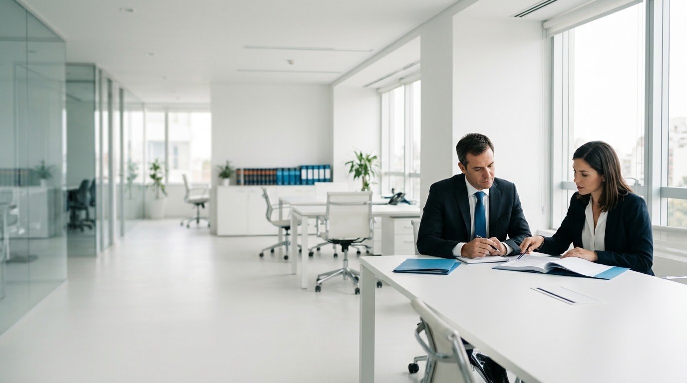 Dos abogados revisando un caso laboral